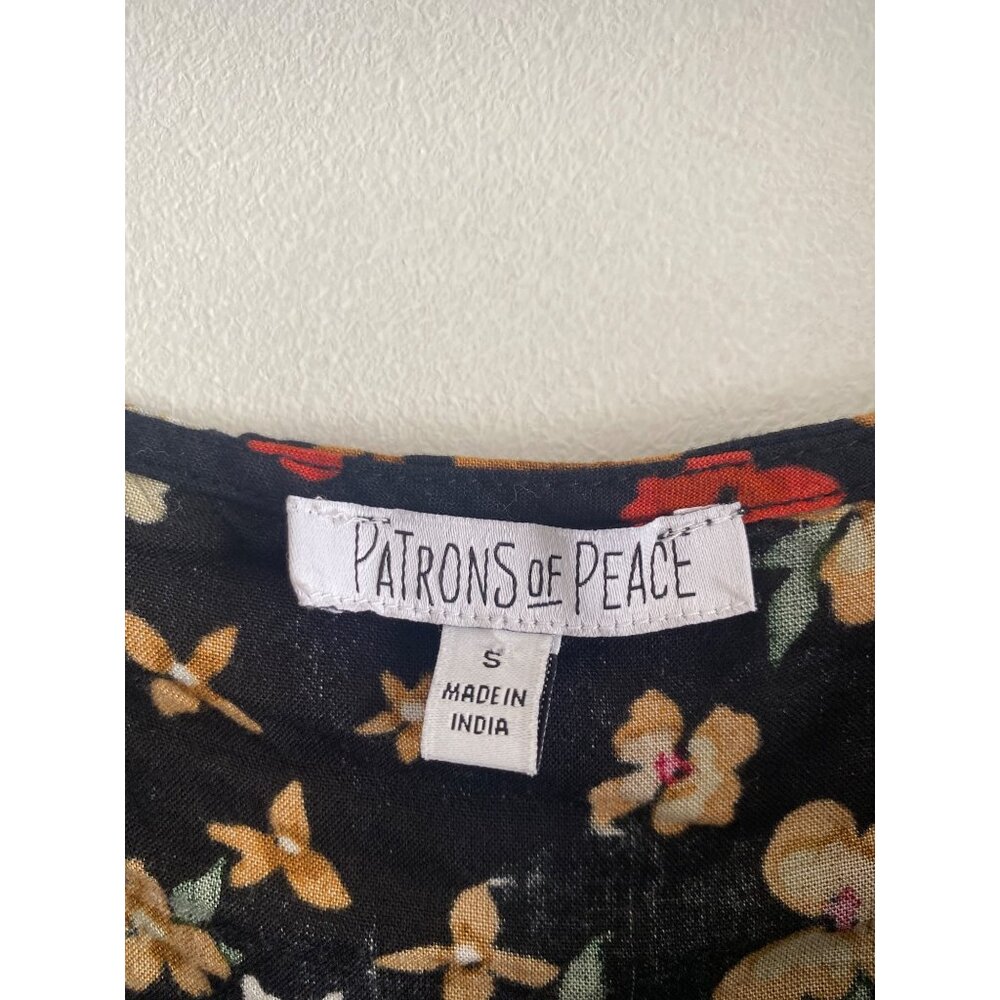 Patrons Of Peace Women’s Black Floral Puff Sleeve Rayon Crop Top Size S - Picture 6 of 7